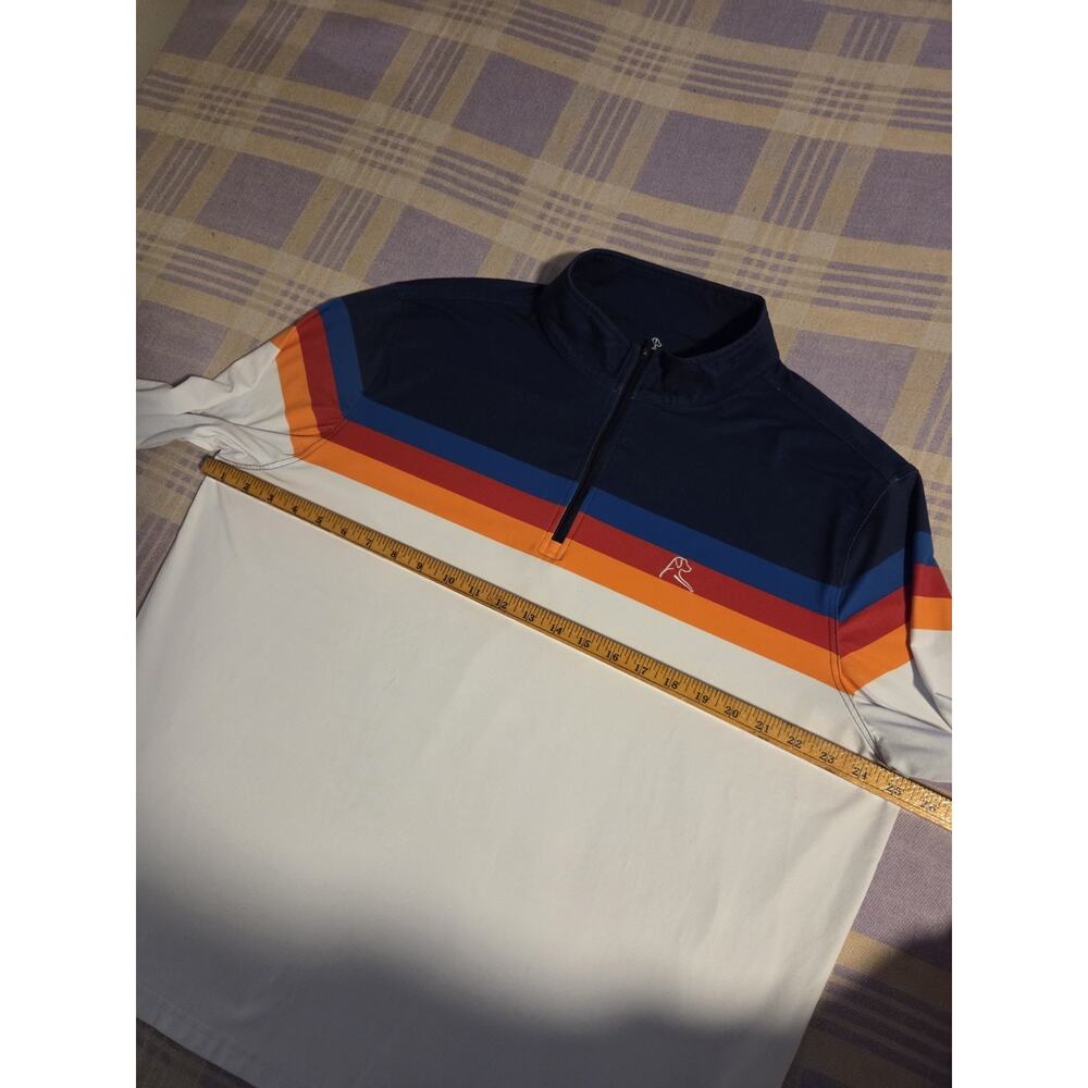 Rhoback Mens Performance Quarter Zip Q-Zip Size XL White Blue Red Orange Jacket - Picture 3 of 7